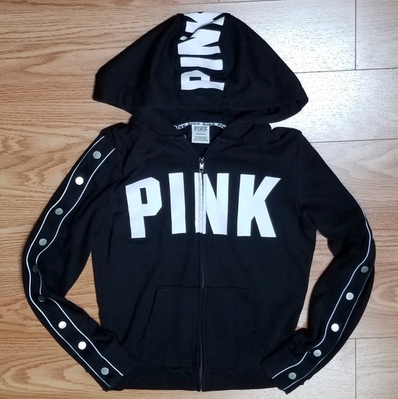black and white pink hoodie